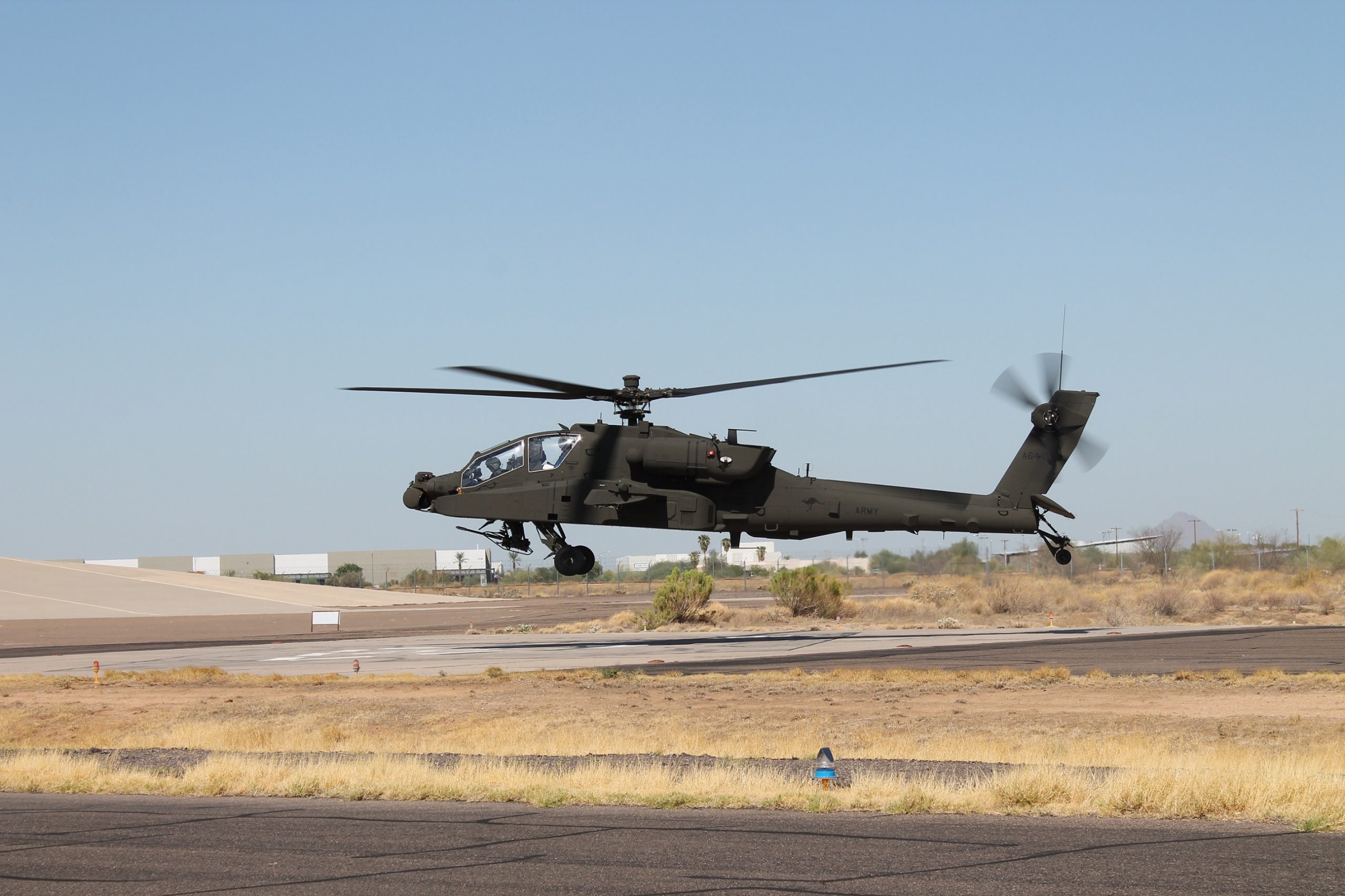 The first flight of Australian Apache AT001 in Mesa, Arizona. 